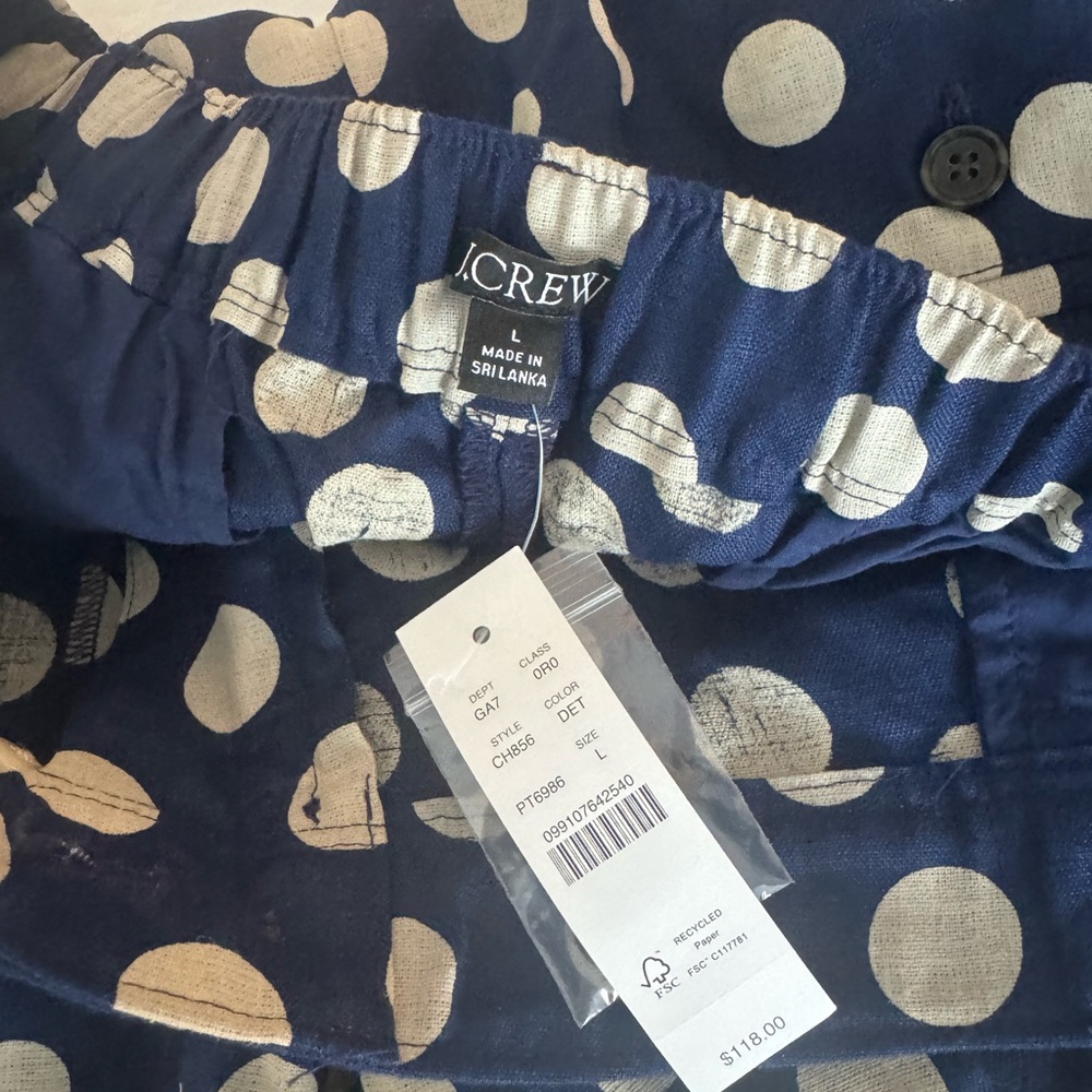 J. Crew Blue Pants with White Dots - Picture 2 of 3